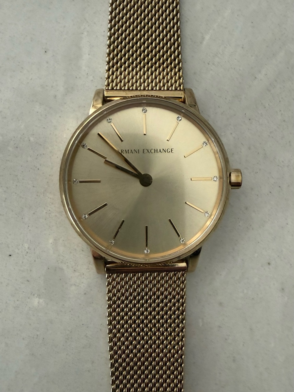 Armani Exchange Gold-Tone Mesh Strap Minimalist Watch